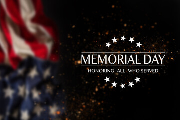 Wall Mural - American flag with the text Memorial day.