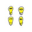 © Matias - Light bulb doodle collection. Hand drawn simple electric lamps, symbols of ideas, solutions, innovation and creativity.