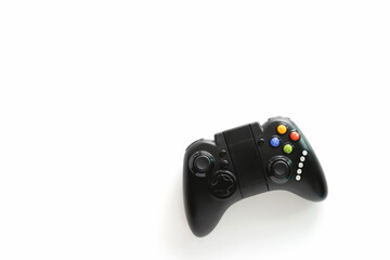 A Black game Joystick isolated on a white background