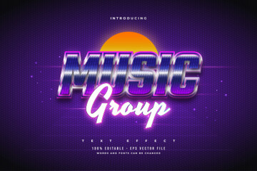 Wall Mural - editable text effect in colorful music style and glowing neon effect