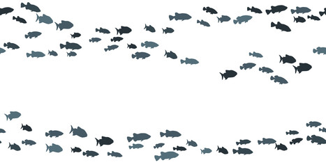 Wall Mural - School of carp fish swimming vector frame print.