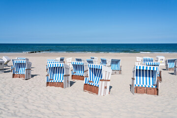 Wall Mural - empty beach chairs at the north sea coast