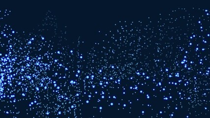 Leinwandbilder - Dynamic wave of glowing particles. Digital technology background. 3d rendering. Seamless loop. 4k