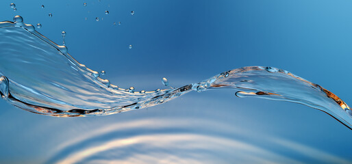 Wall Mural - water stream splash on gradient background macro shot