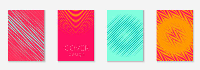 Gradient cover template with line geometric elements and shapes.