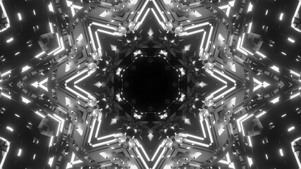 Poster - 3D rendering of kaleidoscope design pattern with white and black colors