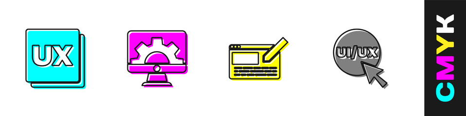 Set UI or UX design, Web development, and icon. Vector