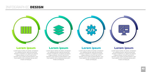 Set Color palette guide, Layers, Front end development and UI UX design. Business infographic template. Vector
