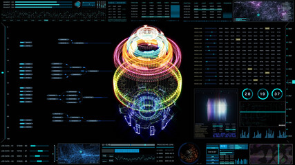 hud futuristic panel wireframe vertical pilot data transfer check illustration background