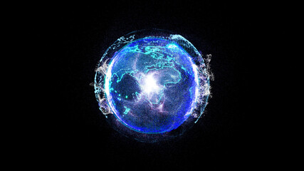 Aufkleber - Blue 3D Earth Digital Science Technology Illustration Background