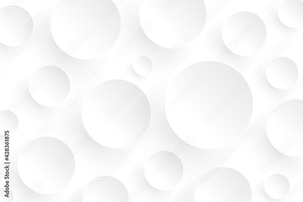 Abstract white background with 3D circles pattern, interesting white grey vector  background illustration. - obrazy, fototapety, plakaty 