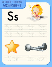 Alphabet Tracing Worksheet With Letter S And S