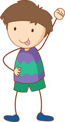 Wall Mural - Cute boy cartoon character in hand drawn doodle style isolated