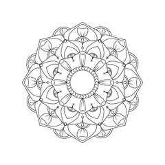 Wall Mural - Mandala. Antistress coloring book. Template for mehendi. Oriental drawing. Vector illustration. Isolated on a white background