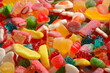 A lot of colorful assorted gummy candies.  Juicy colorful jelly sweets
