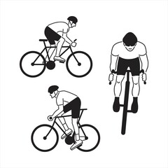 Wall Mural - Track cycling competition. A team of cycling sportsmen. Black and white characters set. Flat style vector design illustrations.