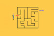 © janews094 - small businessman with maze riddle solving, solving algorithm to find path to goal of business