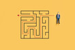 © janews094 - small businessman with maze riddle solving, solving algorithm to find path to goal of business