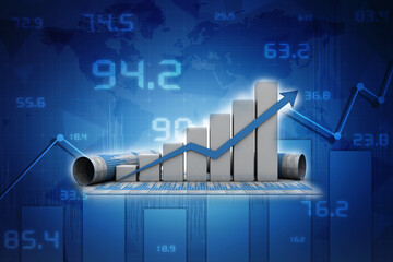 3d rendering Stock market online business concept. business Graph 