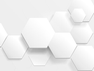 Wall Mural - White hexagon technology digital hi tech concept background. Abstract hexagon frame for your design. Vector illustration