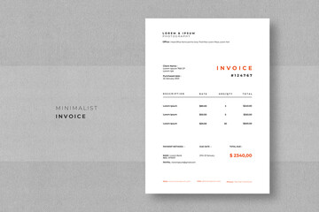 Minimalist Invoice

Easy to edit and customise, with a single page invoice design,
- A4 Size 
- Print Ready
- 300 DPI
- Easy to Use
- Free Font Used
