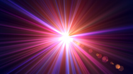 Wall Mural - Abstract Sweet Colorful Red Blue Orange Glowing Light Burst Optical Flare Effect Background