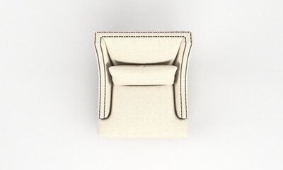 Sticker - Top view of a 3D rendered modern  armchair on a white background