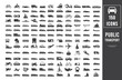© Mr. Pixel - Public transport icon. Transport, vehicle and delivery icons set. Flat shipping delivery symbols.