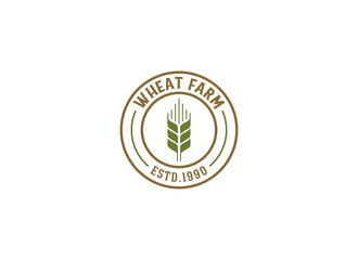 Canvas Print - wheat farm logo on white background