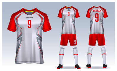 t-shirt sport design template, Soccer jersey mockup for football club. uniform front and back view.