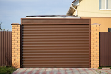 Wall Mural - Automatic lifting garage door in a private house