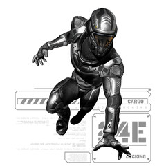 space man in suit with hands on approach 3d illustration isolated