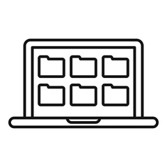 Canvas Print - Laptop folders doc icon, outline style