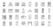 Dressing room icons set, outline style