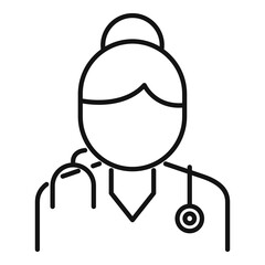 Sticker - Sport doctor icon, outline style