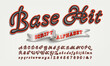 Base Hit; A sport style script similar to embroidered lettering styles for caps, jerseys, hoodies, etc. A cursive logo style for baseball, football, etc.