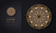 luxury ornamental mandala design background in gold color, arabesque pattern arabic islamic east style for Wedding card, Luxury ornamental mandala design