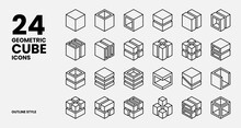 Geometric Cube Icons Collection In Outline Style