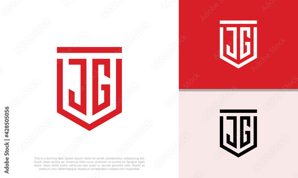 Initials JG logo design. Initial Letter Logo. Shield logo. Stock Vector ...