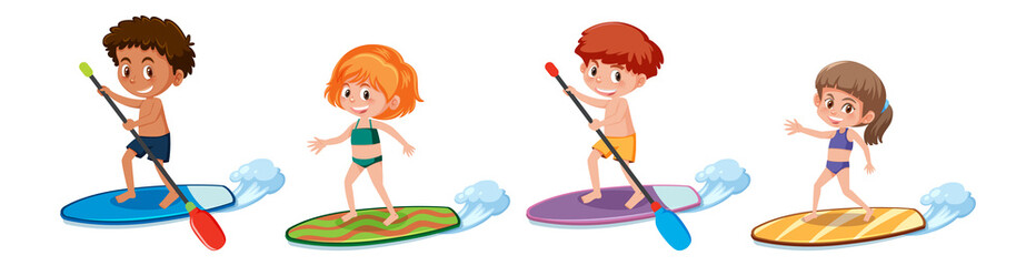 Wall Mural - Set of different kids cartoon character in summer theme