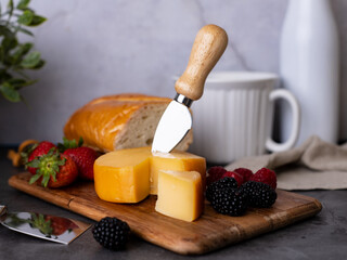 still life with cheese and bread