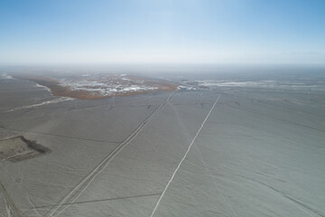 Wall Mural - Aerial view of dry land in Qinghai, China