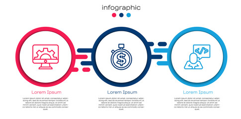 Set line Web development, Time is money and Front end. Business infographic template. Vector