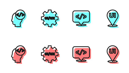 Set line Front end development, , UI or UX design and icon. Vector