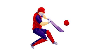 Poster - Cricket player red equipment icon animation