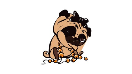 Sticker - Pug girl icon animation