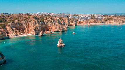 Sticker - Beautiful Atlantic beaches and cliffs of Algarve, Portugal on a sunny summer day