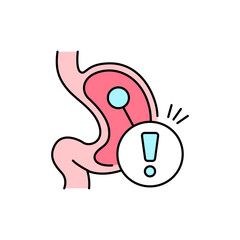 Wall Mural - Gastritis olor line icon. Gastroesophageal reflux disease. Pictogram for web page, mobile app, promo.