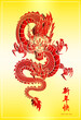 traditional red chinese Dragon with chinese text happy new year illustration on gold background