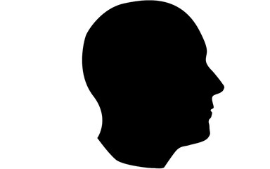 Black silhouette of a human head icon isolated on white